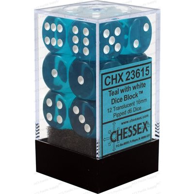 Dice Translucent: 12D6 Teal/White